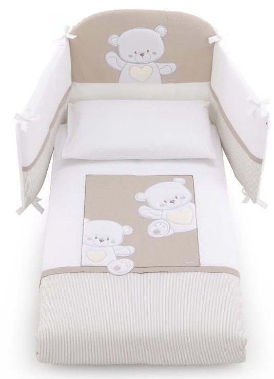 Béžový mantinel s posteľnou bielizňou Italbaby Jolie - Choco